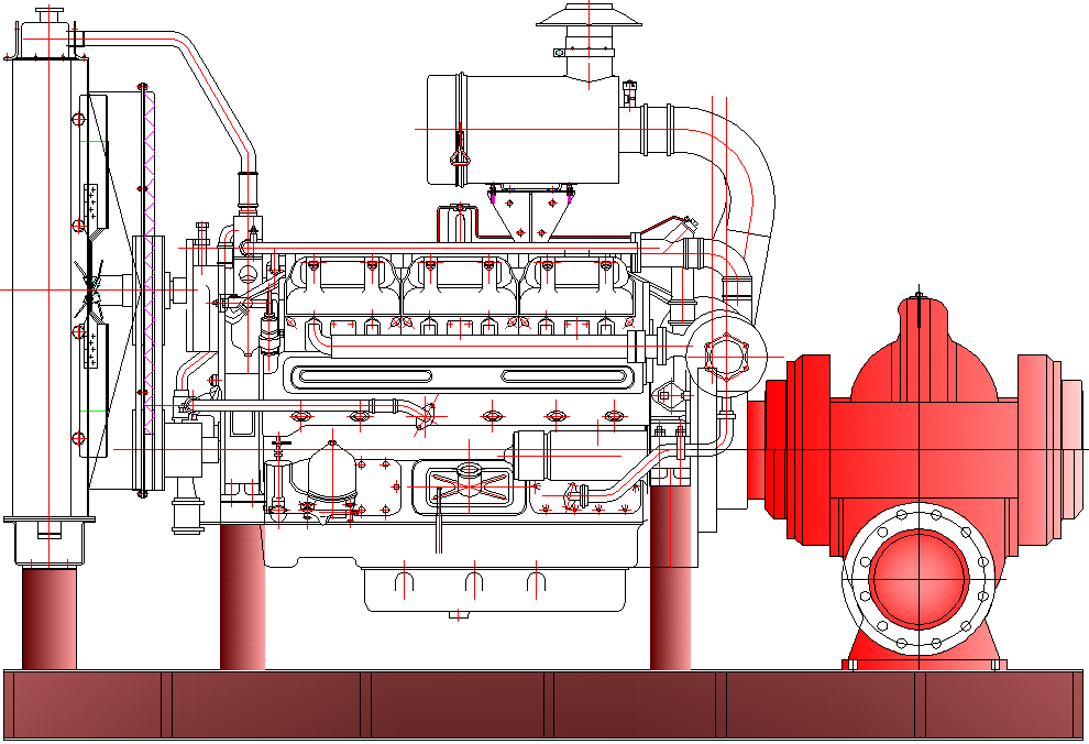 进口柴油机中开双吸消防泵组(图1)
